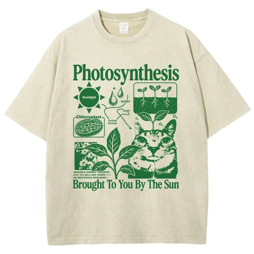 Photosynthesis Cat Graphic Cotton T-Shirt