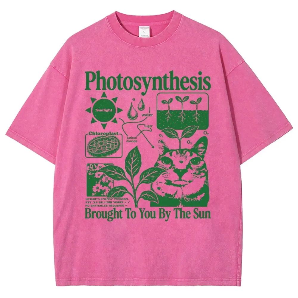 Photosynthesis Cat Graphic Cotton T-Shirt