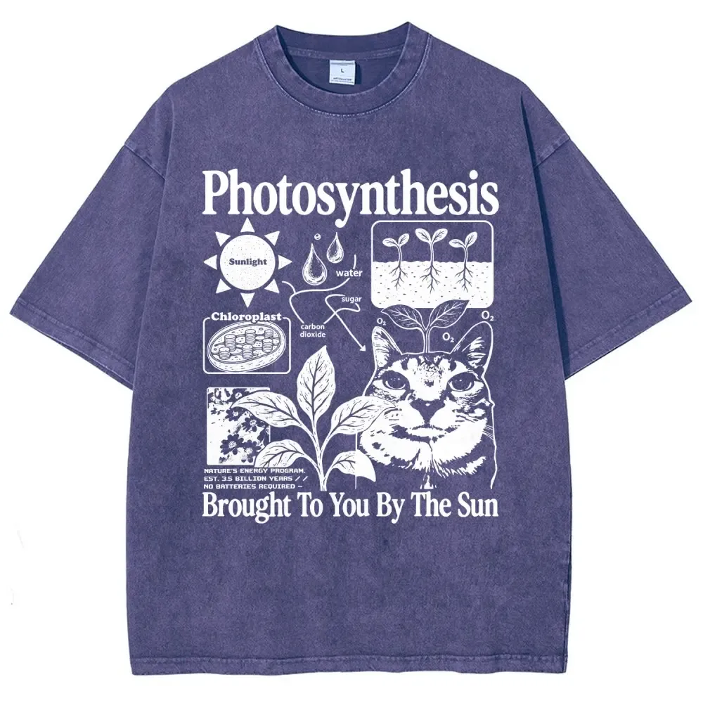 Photosynthesis Cat Graphic Cotton T-Shirt
