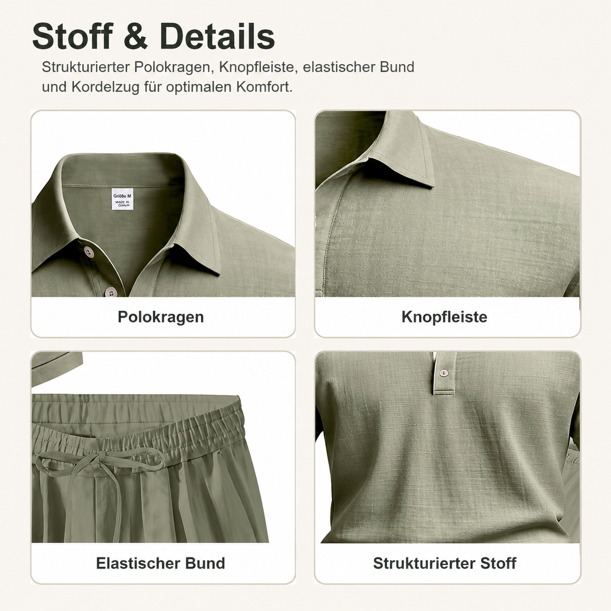 6tu0724001 polo collar button placket drawstring waist and textured fabric details
