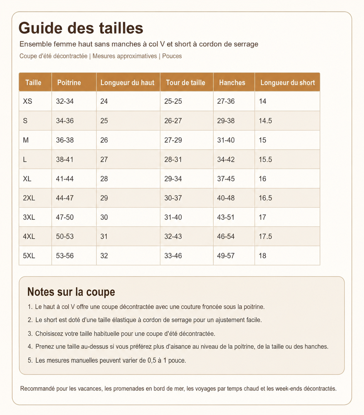 Ensemble femme débardeur col V sans manches et short à cordon de serrage