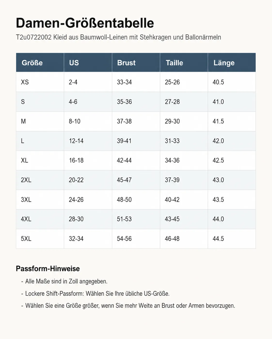 T2u0722002 women's XS to 5XL size guide