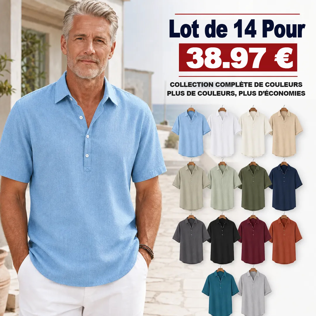 ⏰ Vente de déstockage⚡Lot de 28 à seulement 46,99 €⚡Chemise homme en lin, coupe décontractée – manches courtes et longues