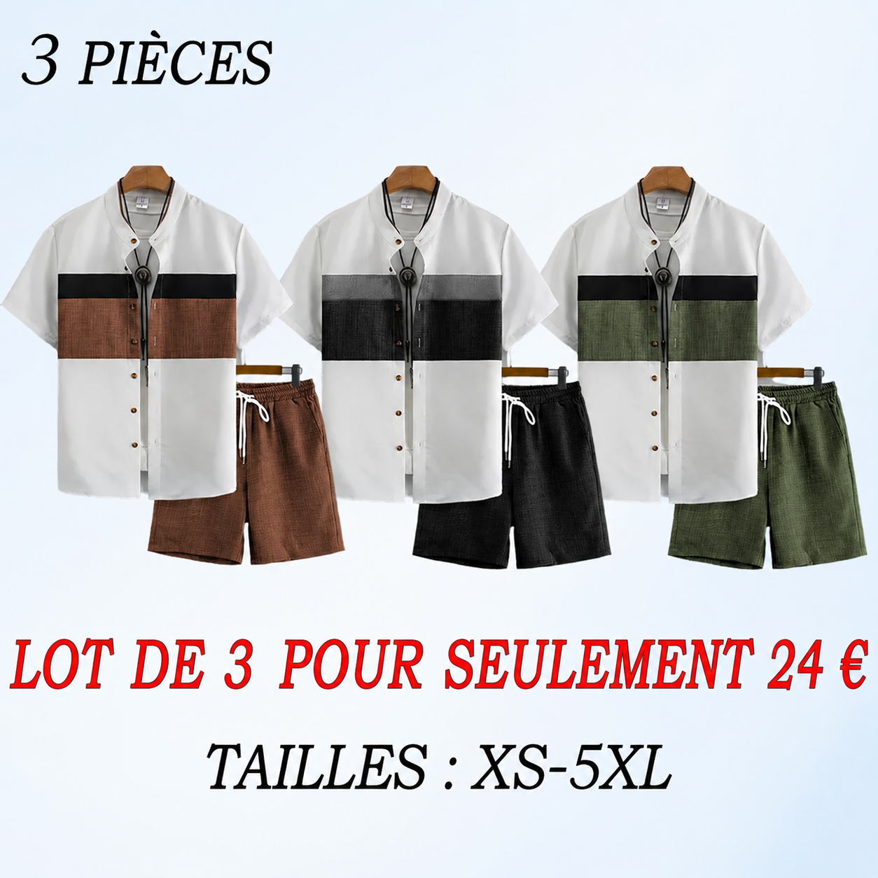 Ensemble Décontracté Homme 2 Pièces – Haut Confortable et Short de Sport pour le Quotidien