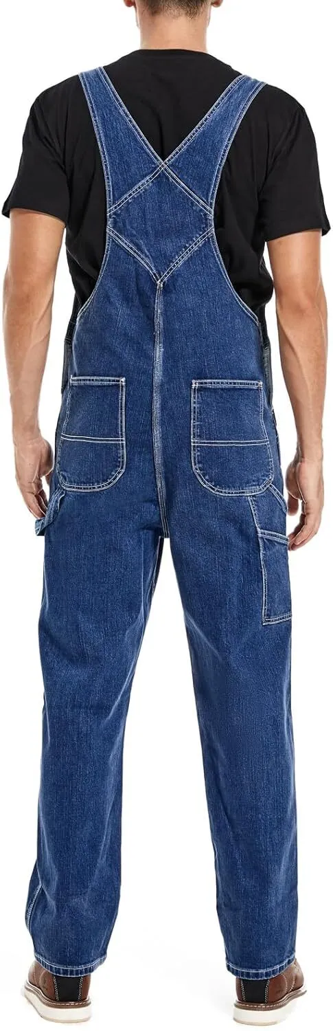 🔥 Letzter Angebotstag 🔥 Herren-Jeans-Latzhose mit verstellbaren Trägern und praktischen Werkzeugtaschen