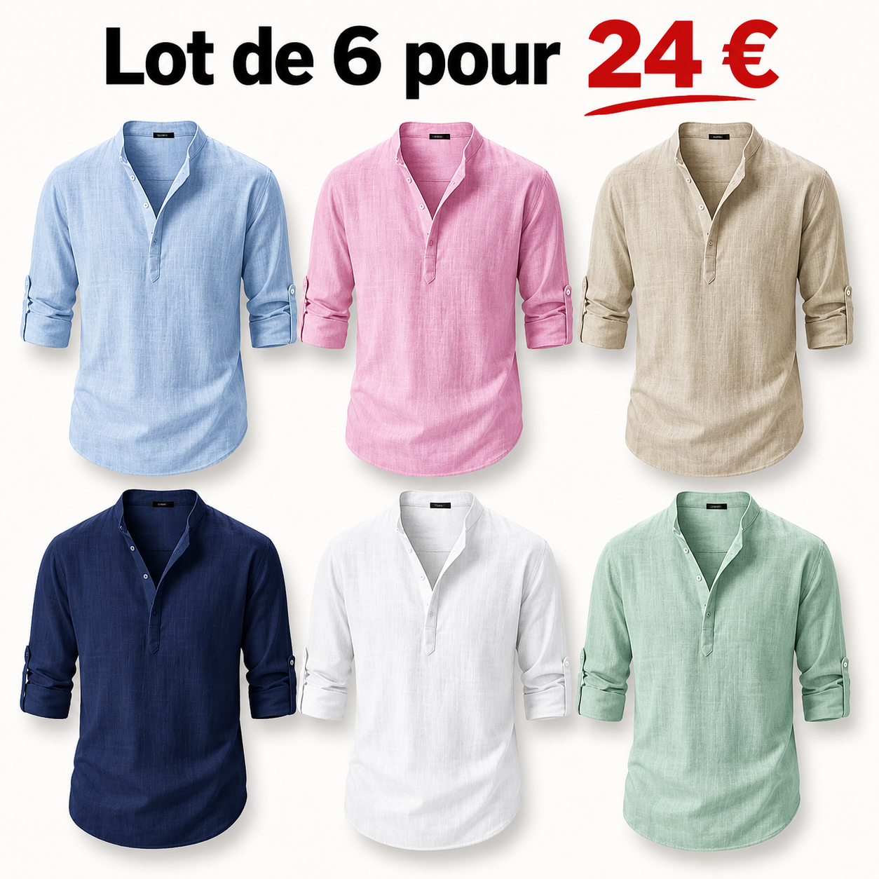 ⏰ Lot de 13 à seulement 29 $ 👔 Chemise homme en coton et lin