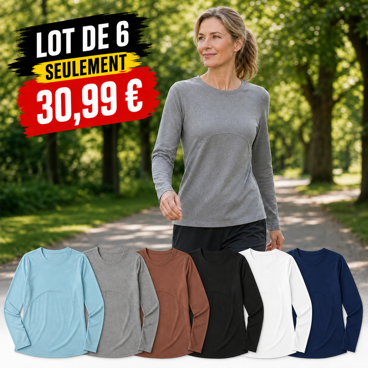 ⏰Chemise à manches longues pour femme, col rond