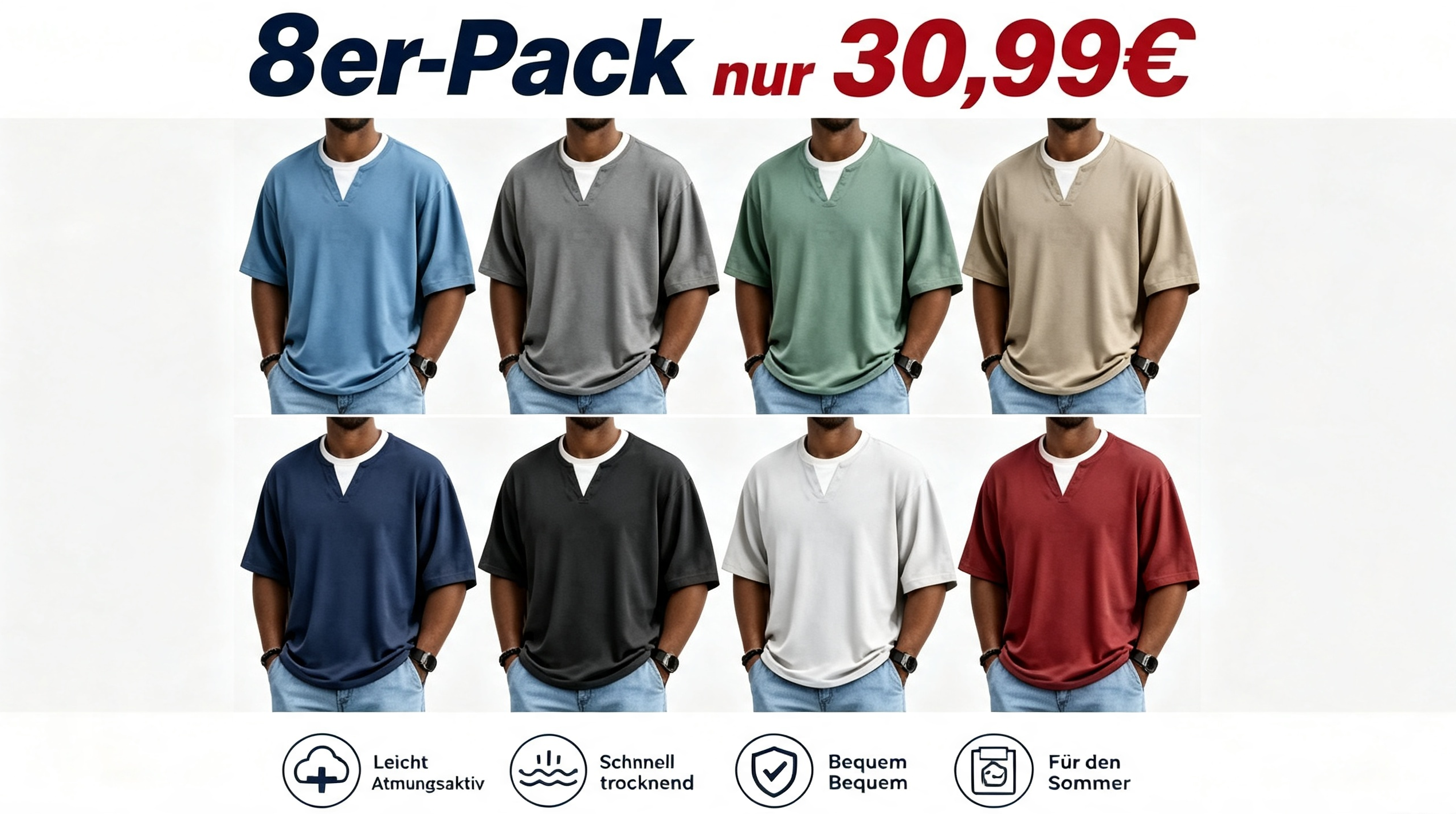 Herren Kurzarm-T-Shirt mit schlichtem, lässigem Fake-Zweiteiler-Design – bequem und komfortabel