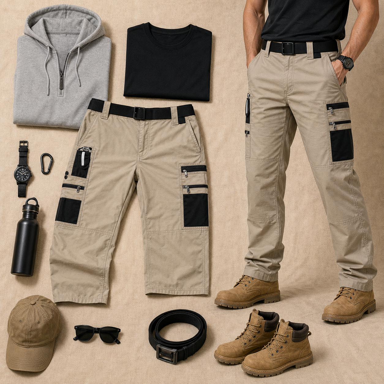 Men's Contrast Pocket Tactical Cargo Pants