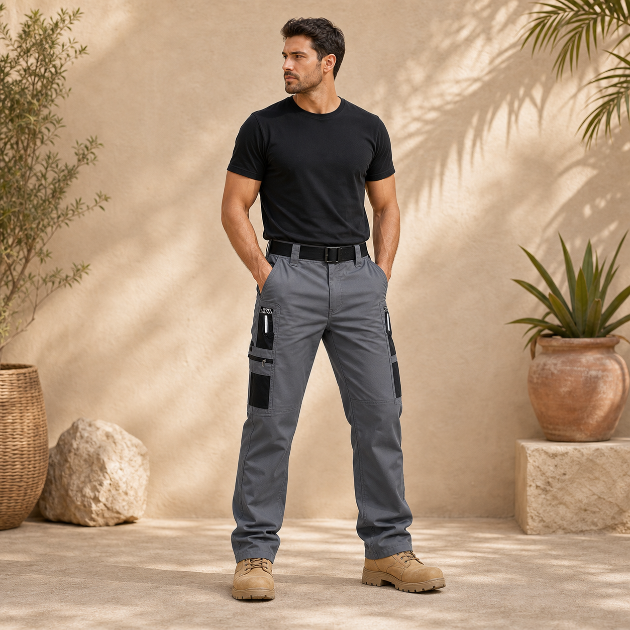 Men's Contrast Pocket Tactical Cargo Pants