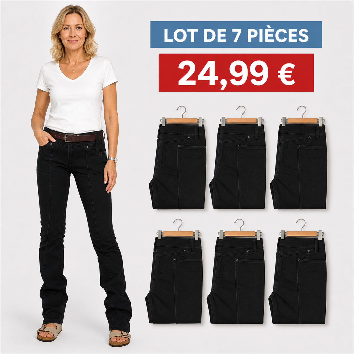 Offre en lot - Pantalon droit femme a poches cargo