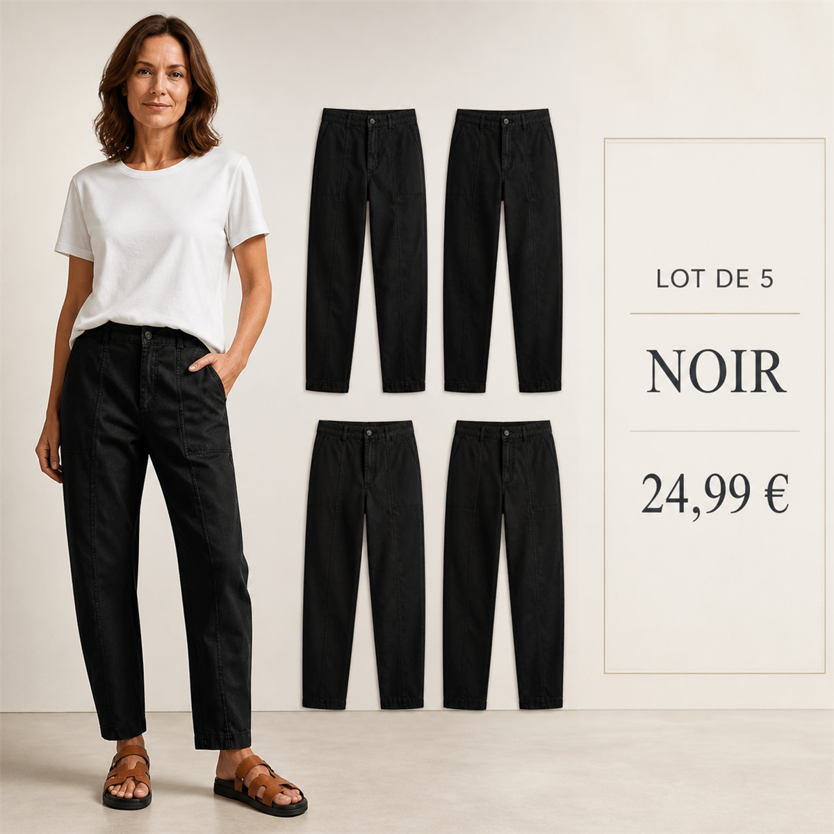 Offre en lot - Pantalon utilitaire femme à coupe fuselée