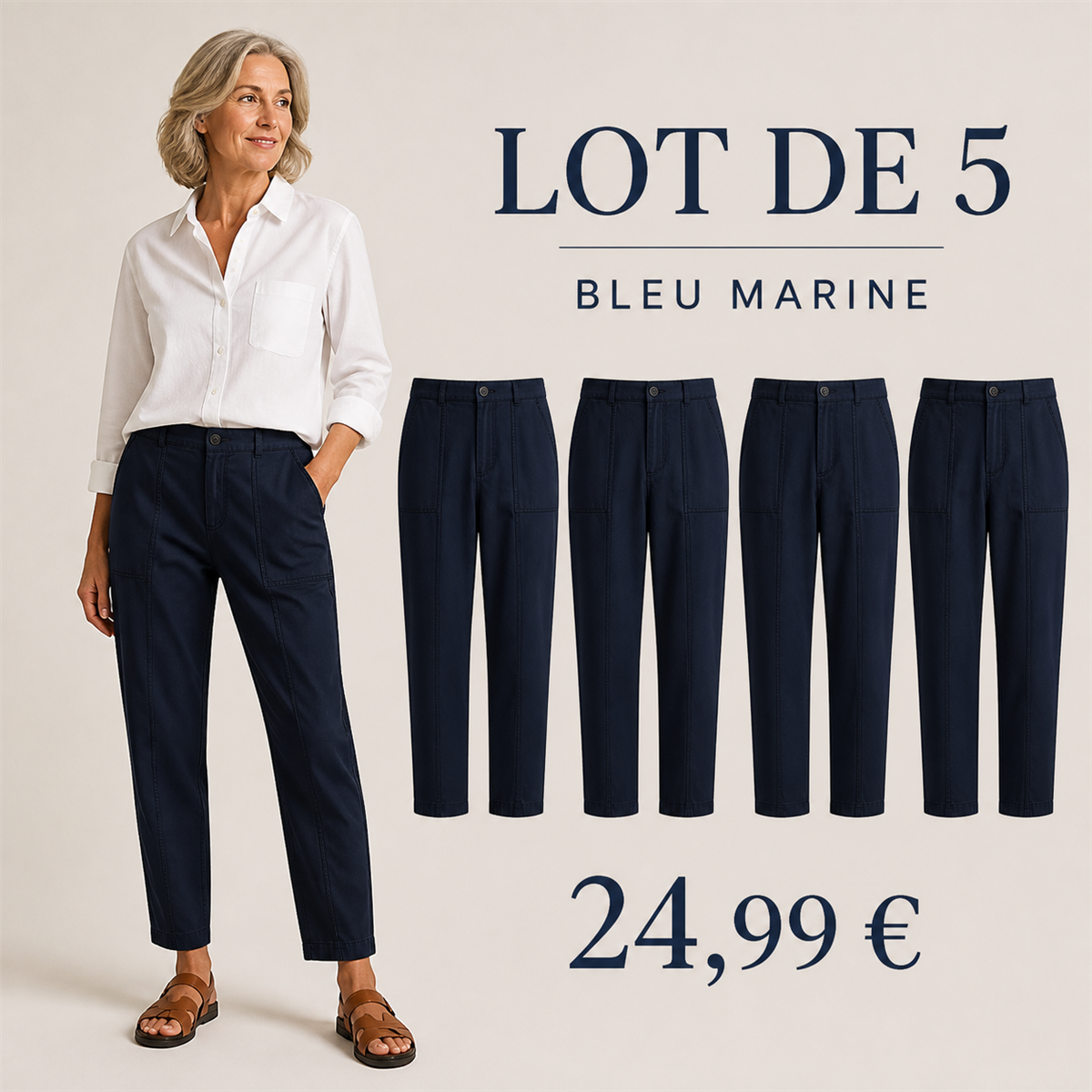 Offre en lot - Pantalon utilitaire femme à coupe fuselée