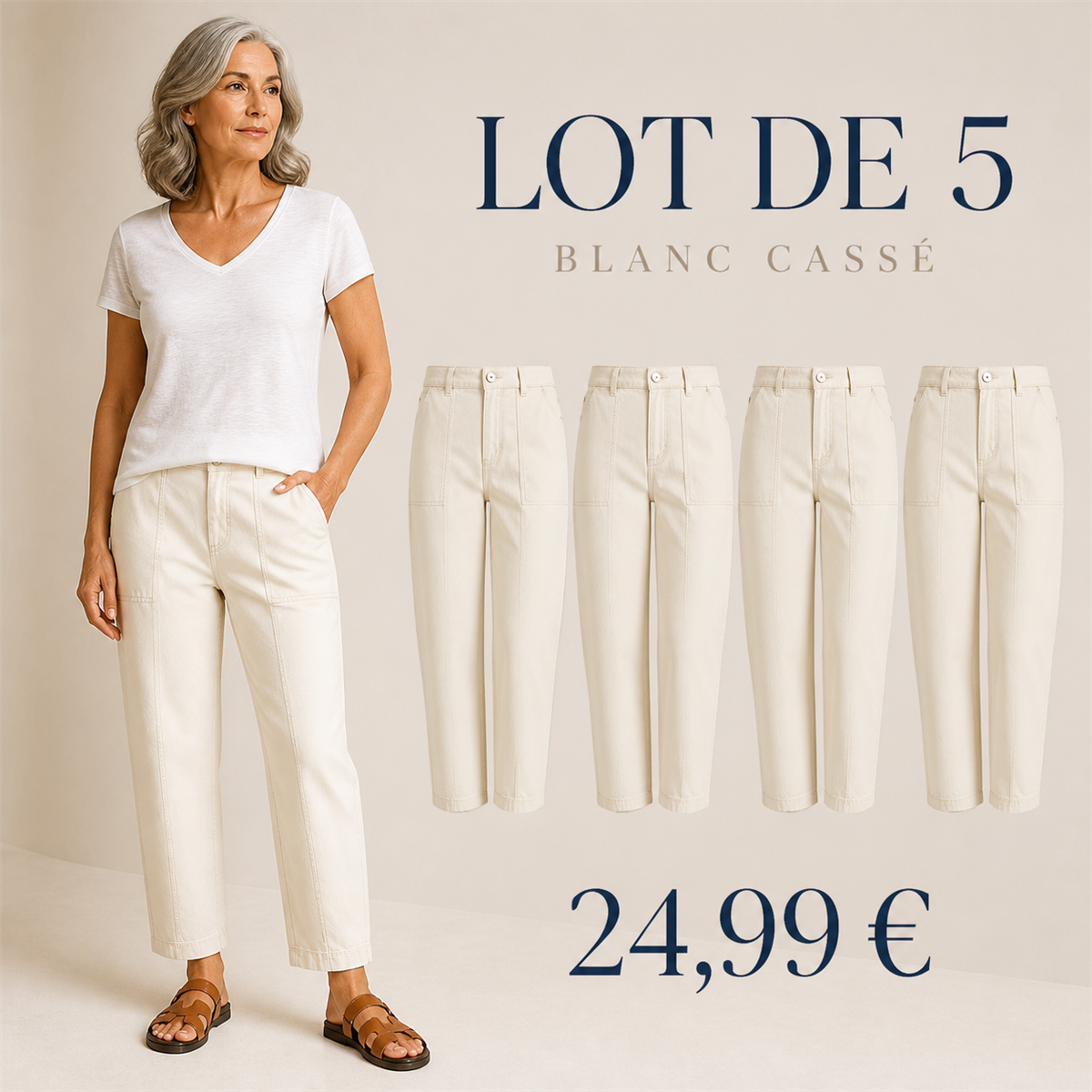 Offre en lot - Pantalon utilitaire femme à coupe fuselée