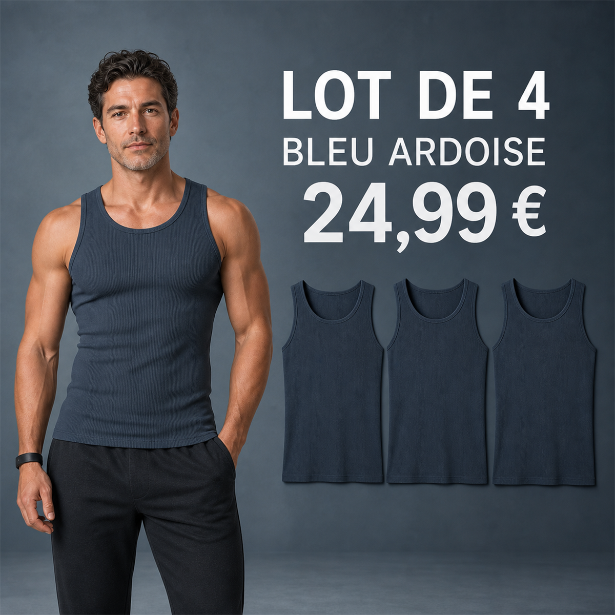 Offre en lot - Débardeur côtelé ajusté homme