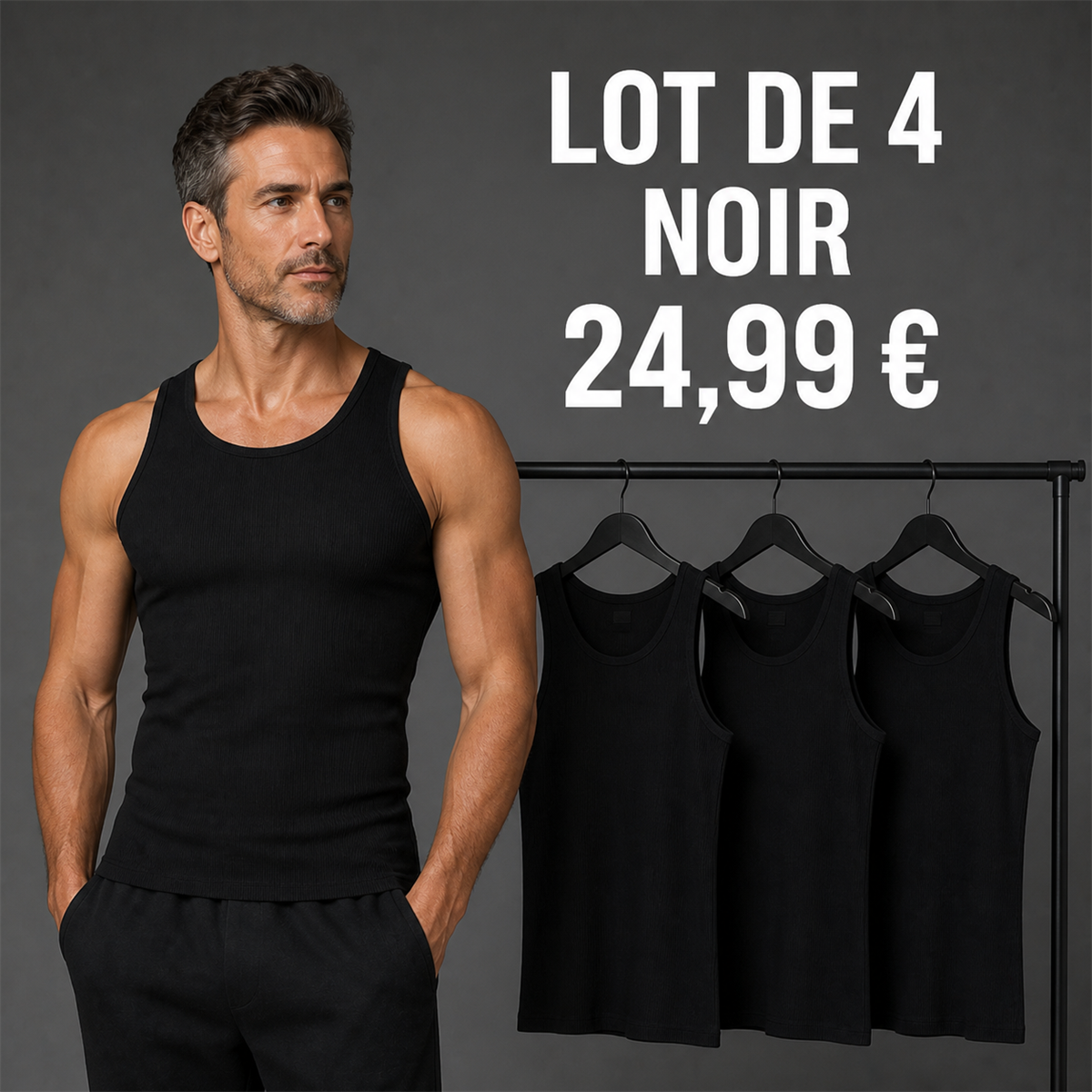 Offre en lot - Débardeur côtelé ajusté homme