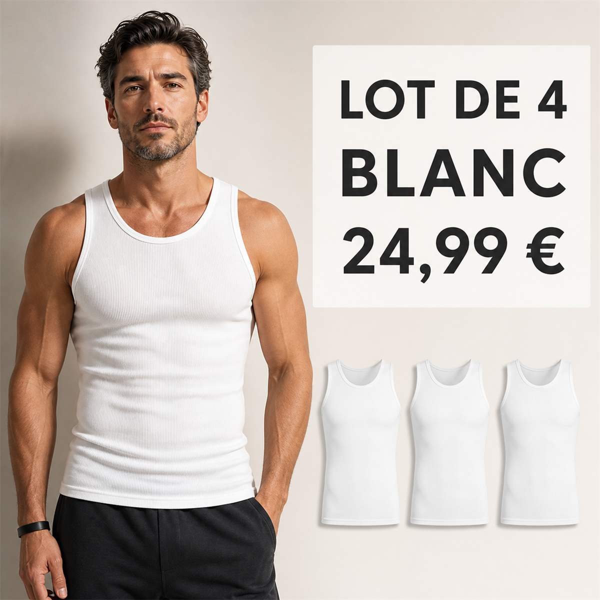 Offre en lot - Débardeur côtelé ajusté homme