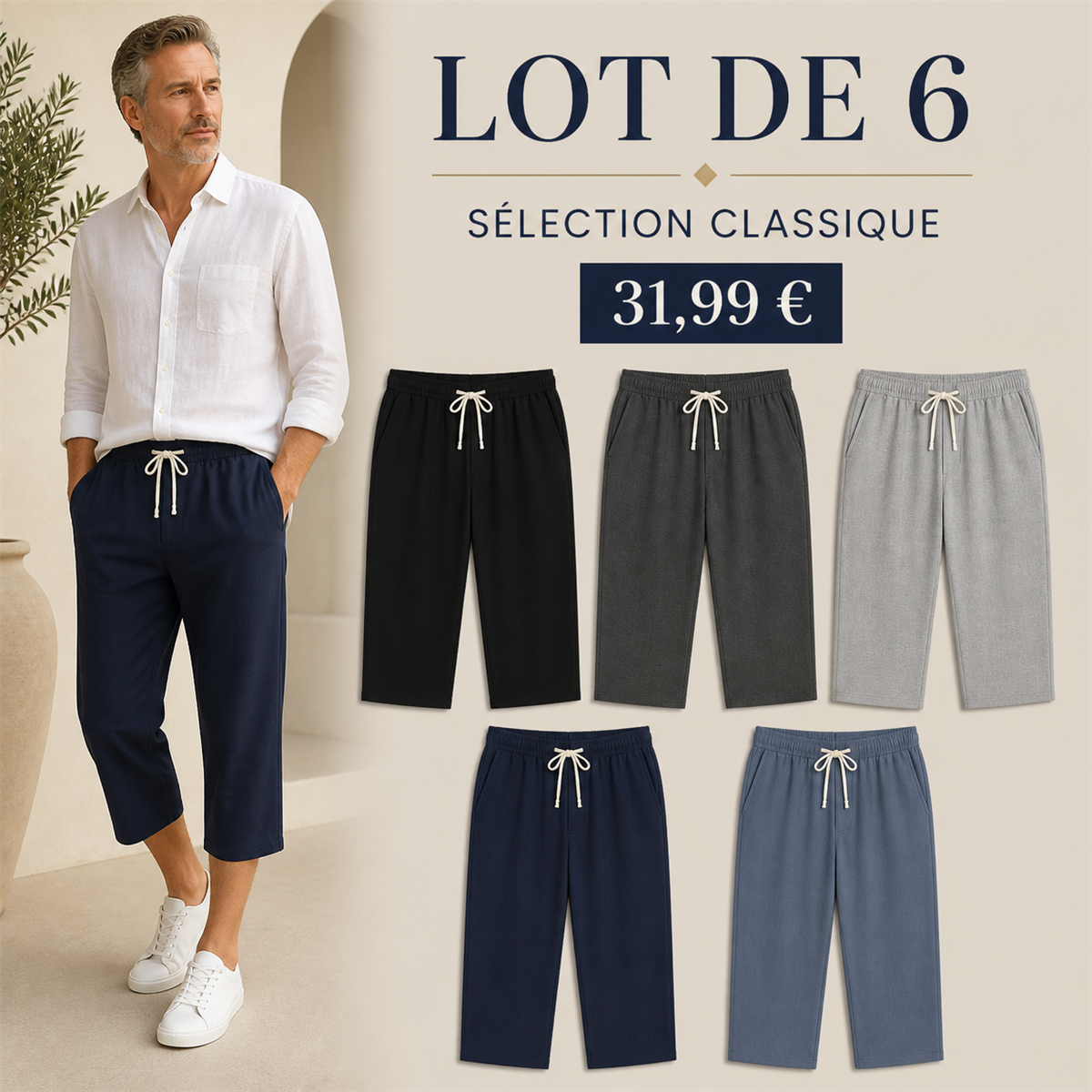 Offre en lot - Pantalon de jogging court et large homme