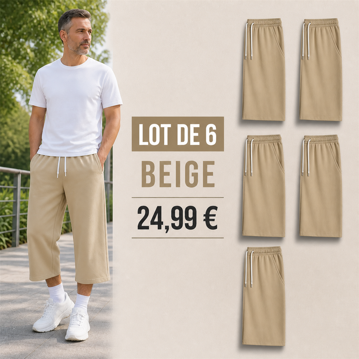 Offre en lot - Pantalon de jogging court et large homme