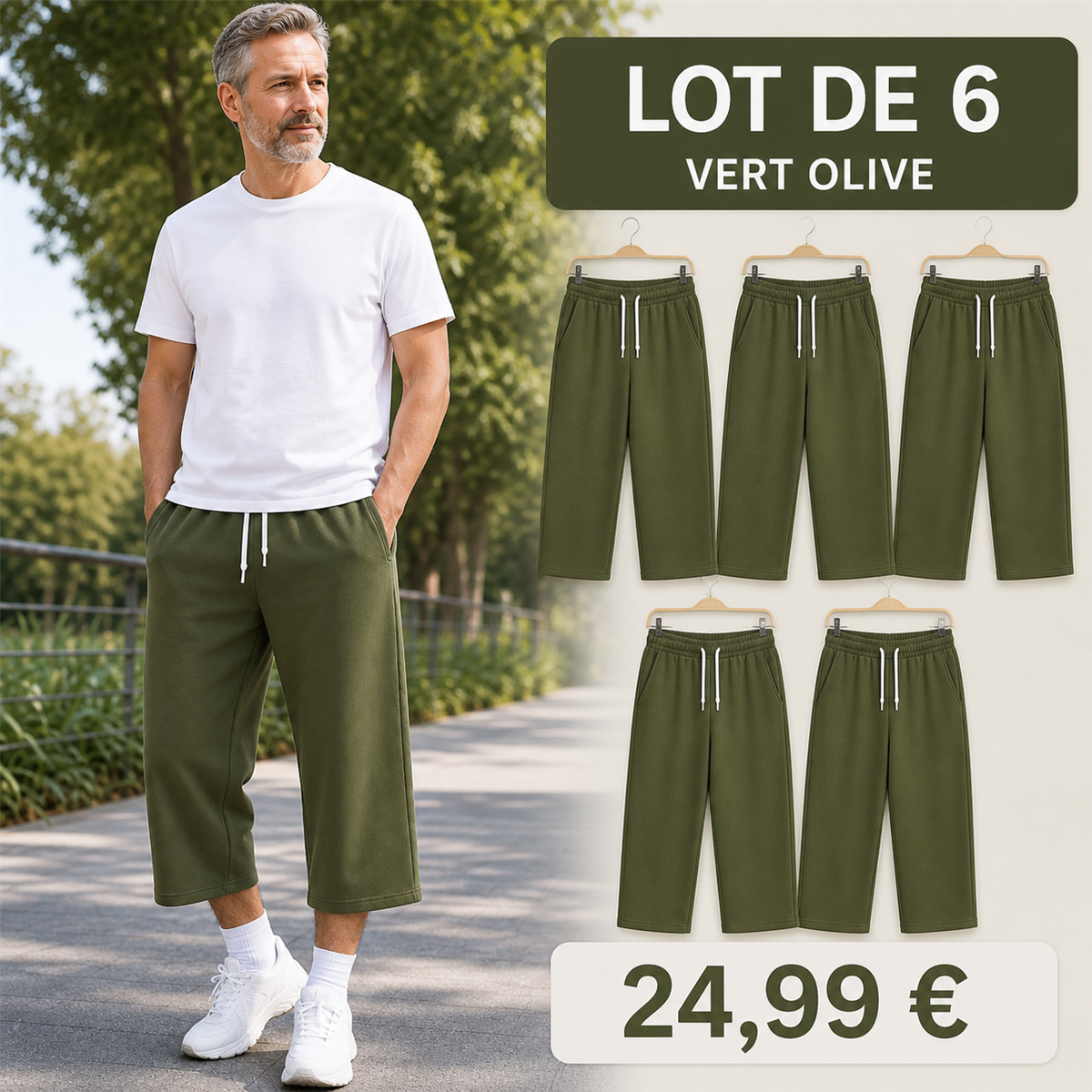 Offre en lot - Pantalon de jogging court et large homme