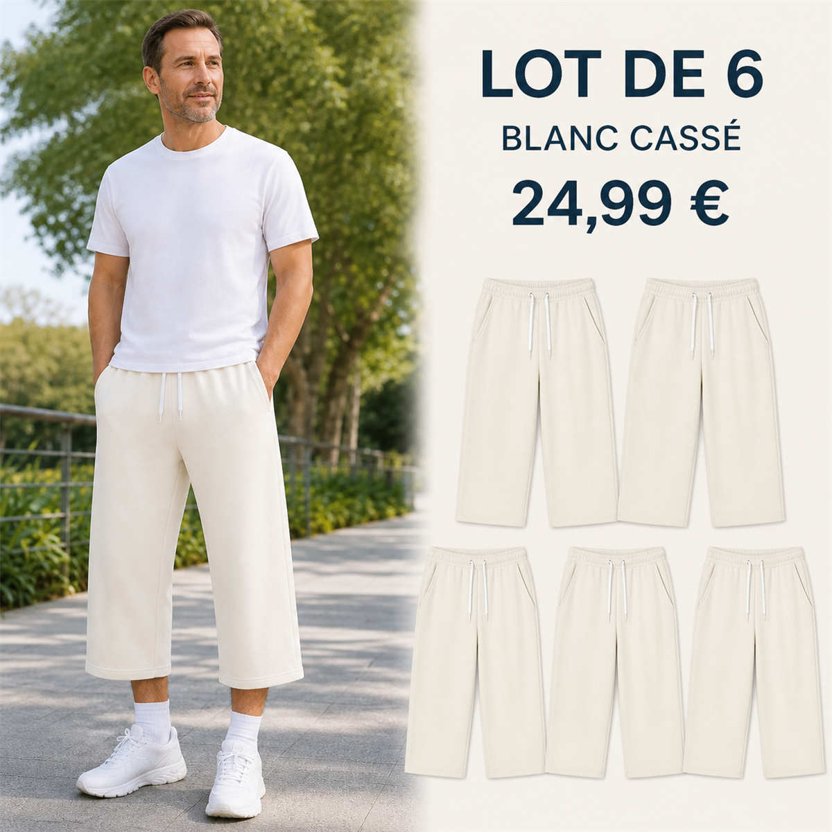 Offre en lot - Pantalon de jogging court et large homme