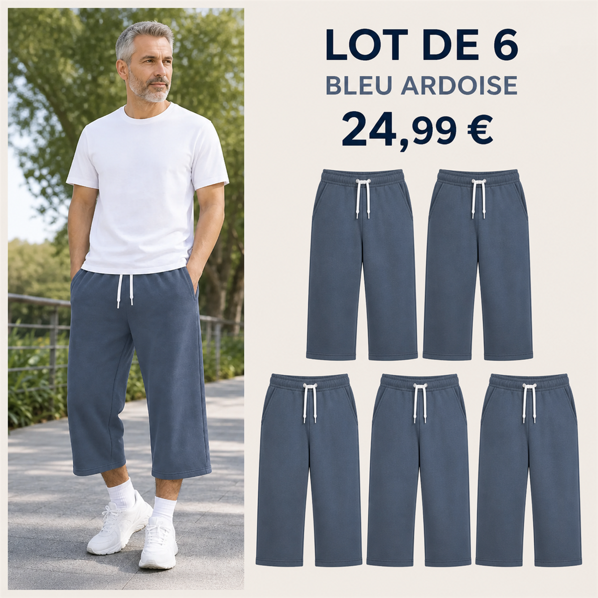 Offre en lot - Pantalon de jogging court et large homme