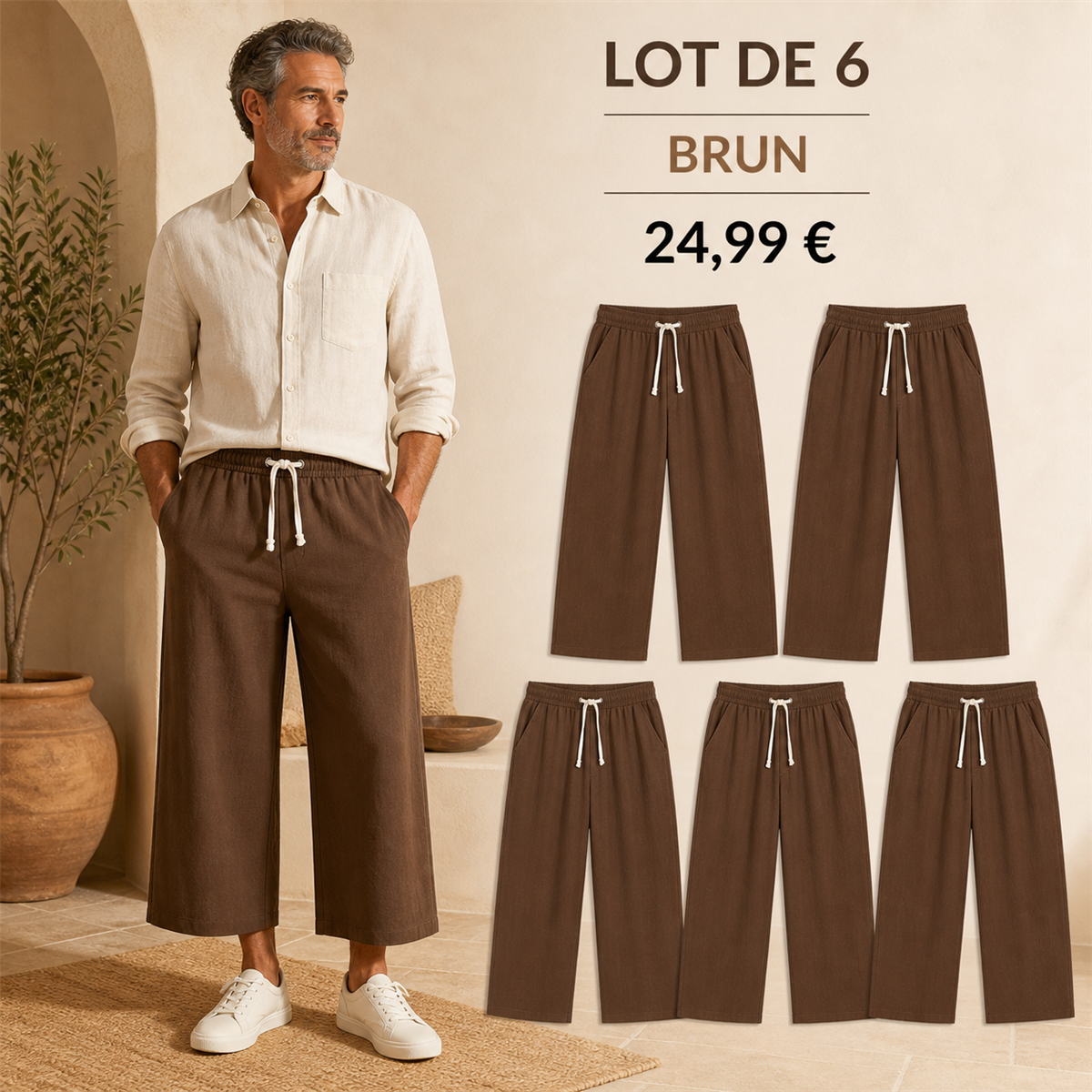 Offre en lot - Pantalon de jogging court et large homme