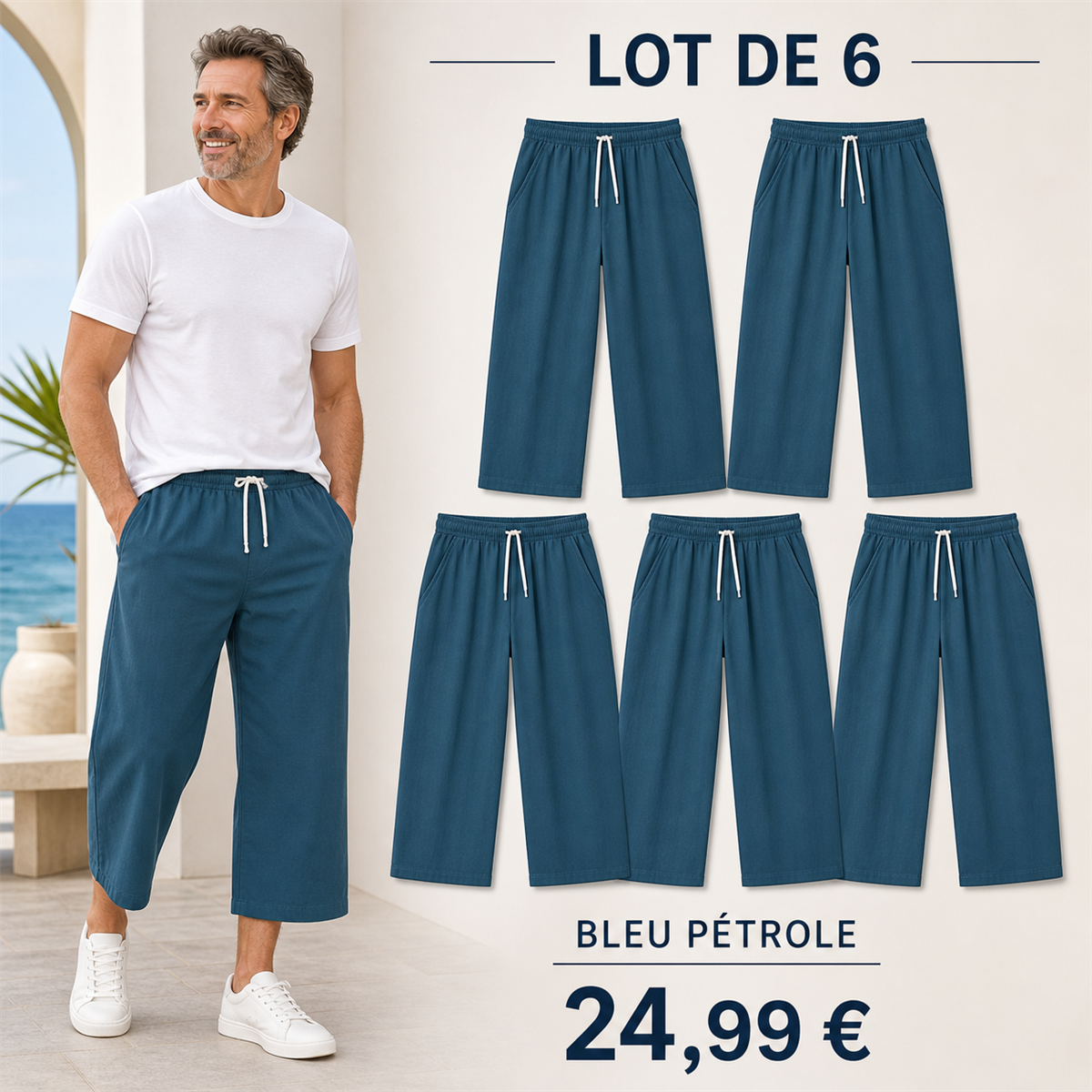Offre en lot - Pantalon de jogging court et large homme