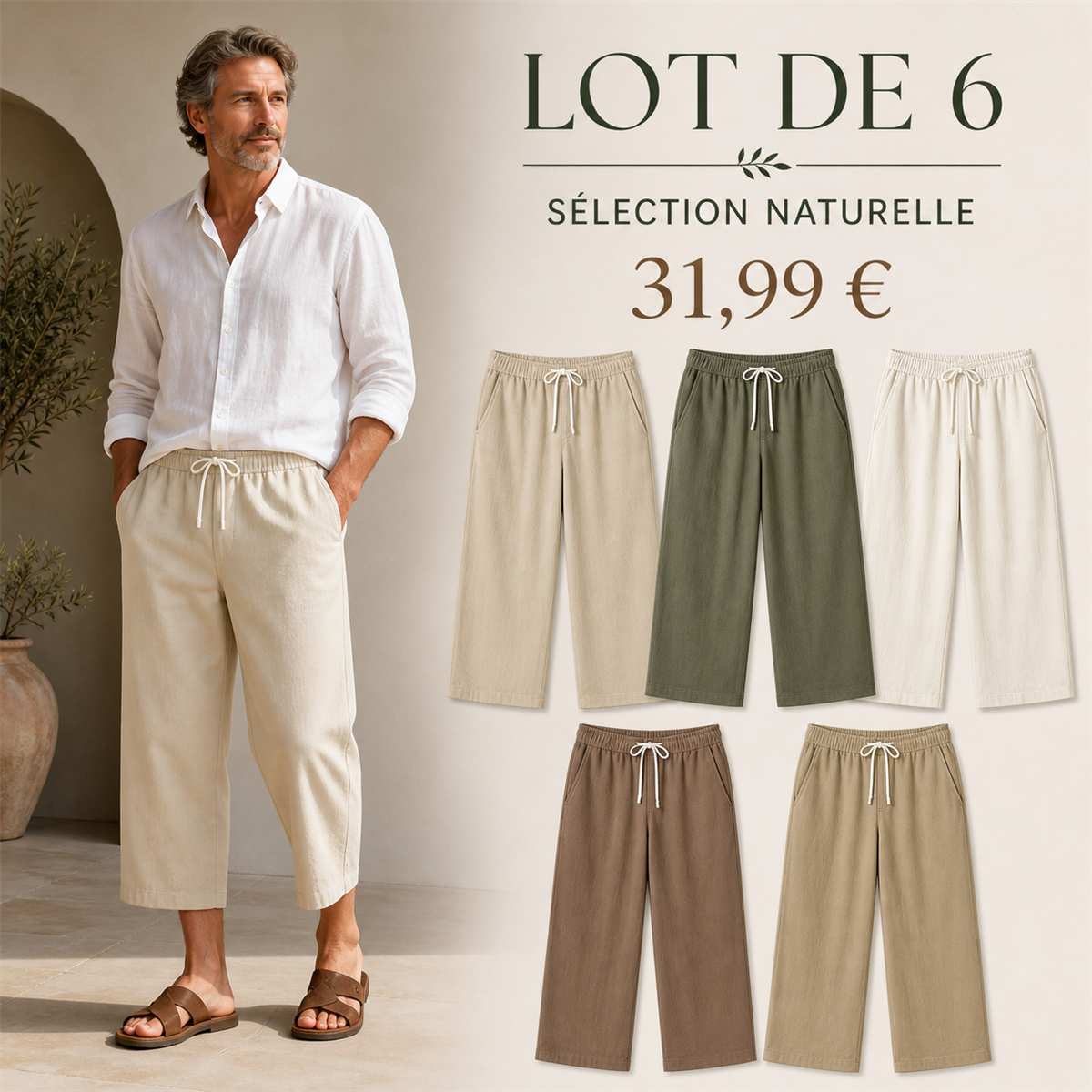 Offre en lot - Pantalon de jogging court et large homme