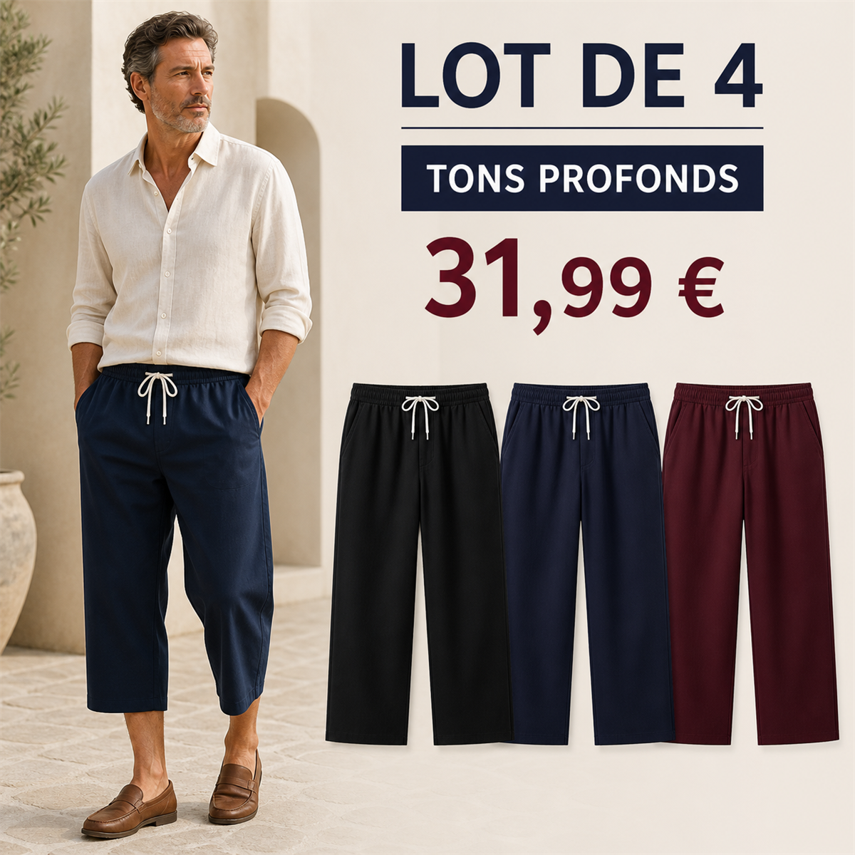 Offre en lot - Pantalon de jogging court et large homme