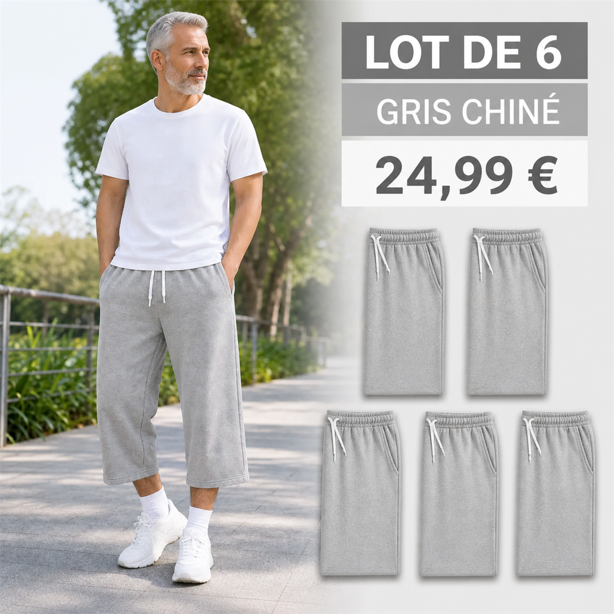 Offre en lot - Pantalon de jogging court et large homme