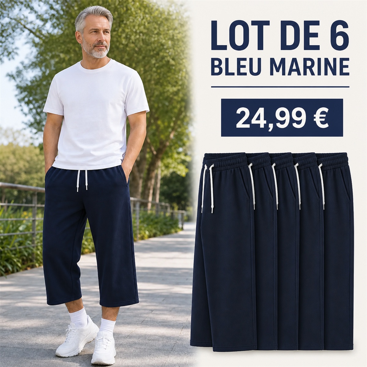 Offre en lot - Pantalon de jogging court et large homme