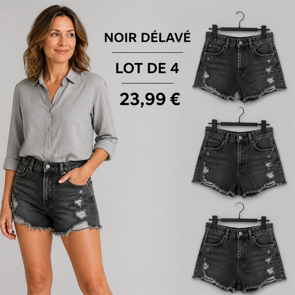 Offre en lot - Short en jean déchiré femme
