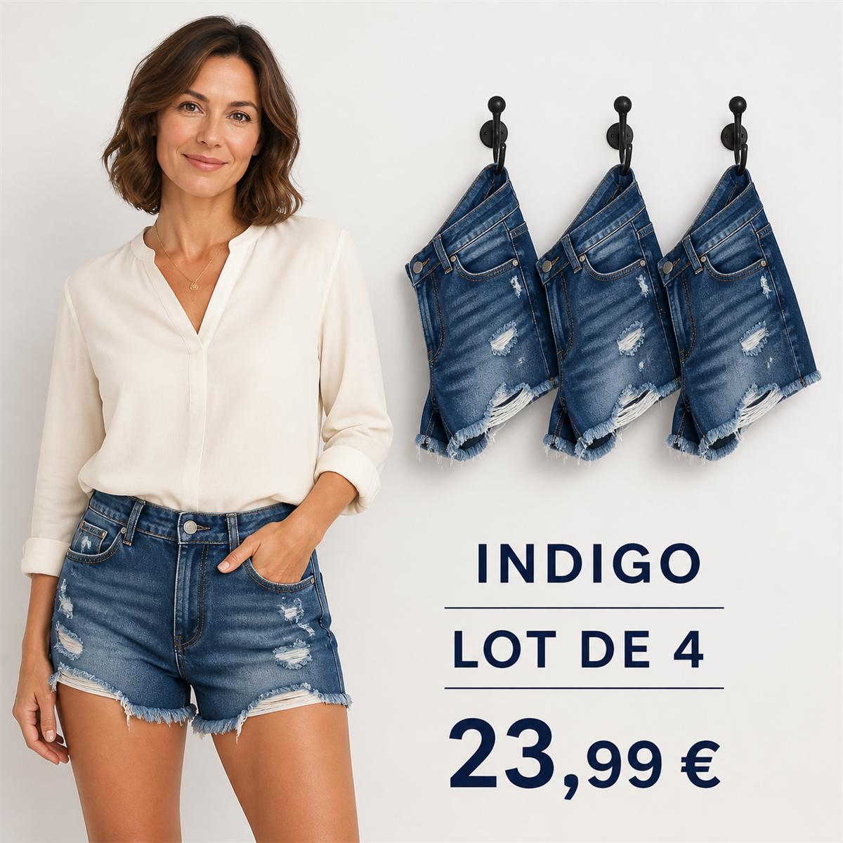 Offre en lot - Short en jean déchiré femme