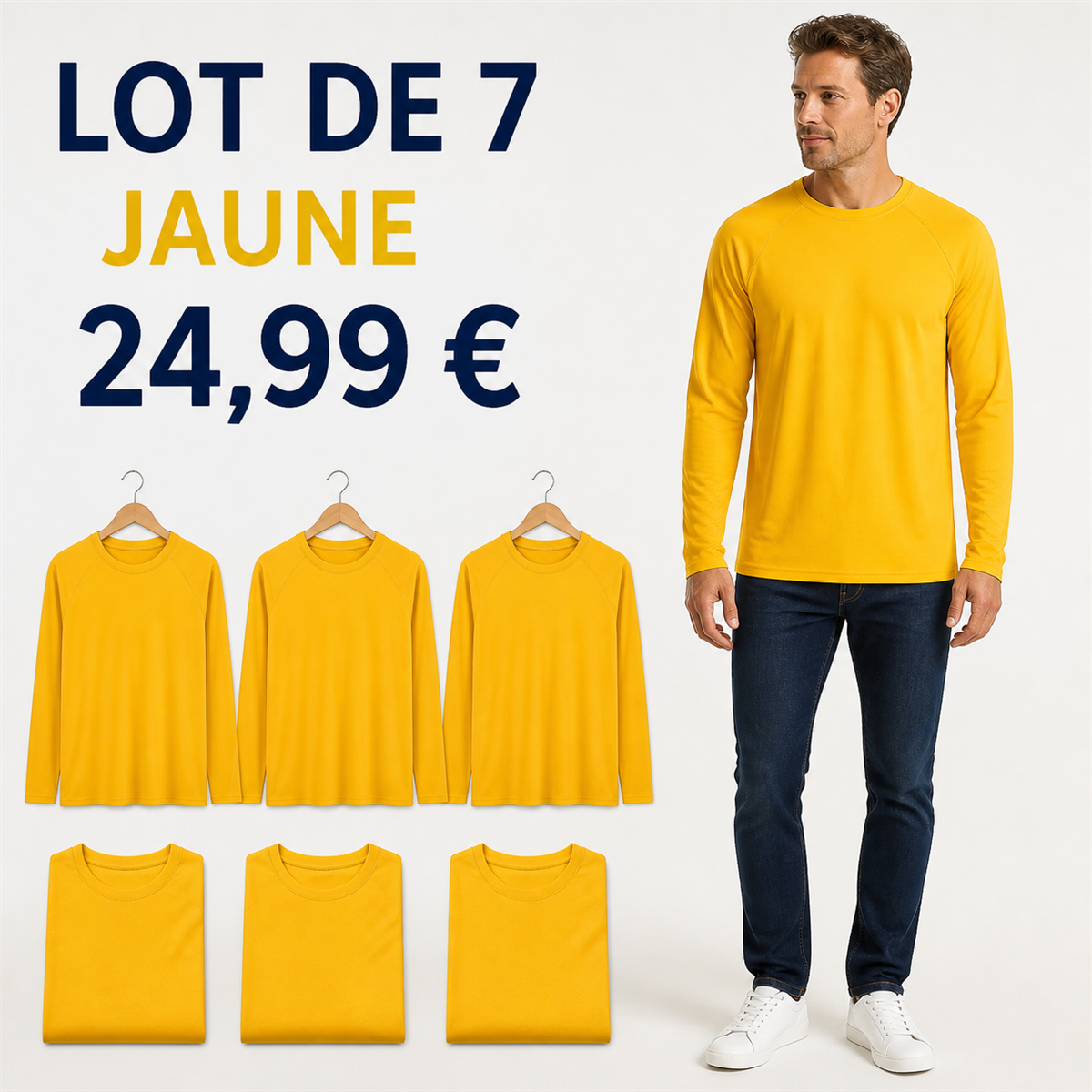 Offre en lot - Haut raglan à manches longues homme