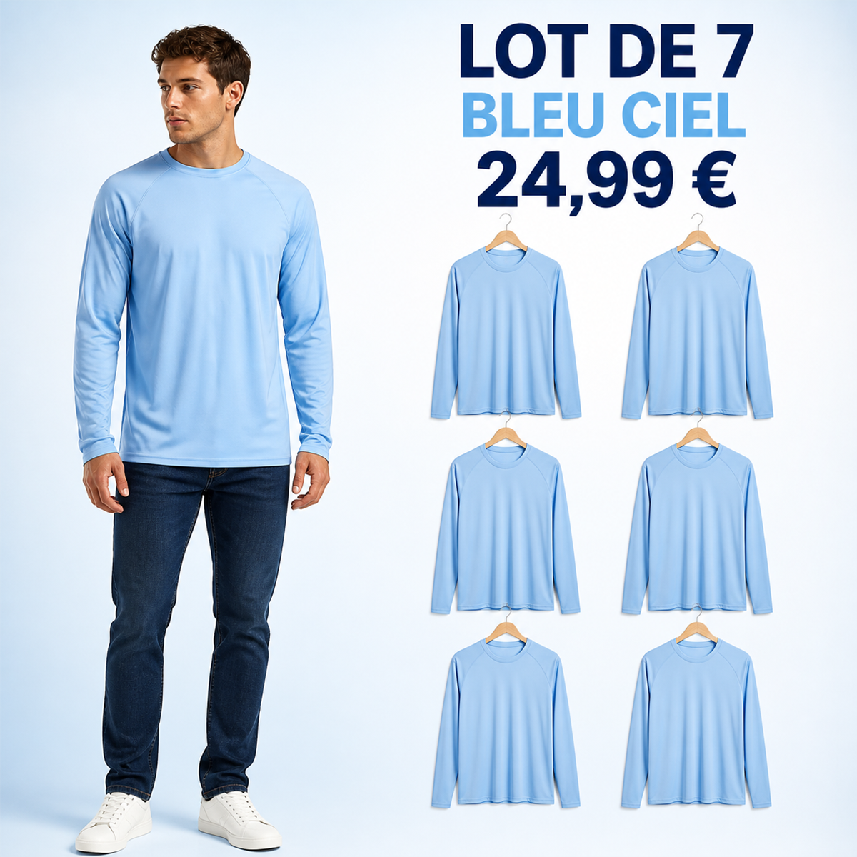 Offre en lot - Haut raglan à manches longues homme