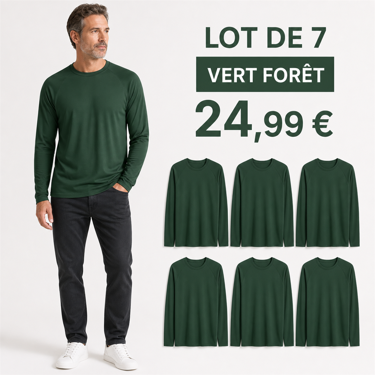 Offre en lot - Haut raglan à manches longues homme