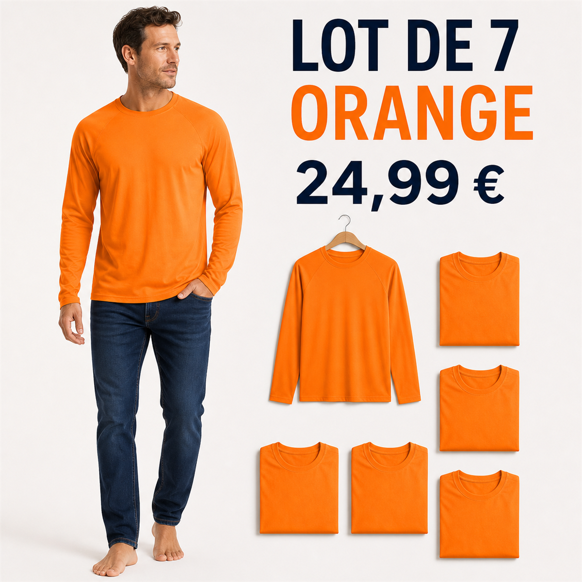 Offre en lot - Haut raglan à manches longues homme