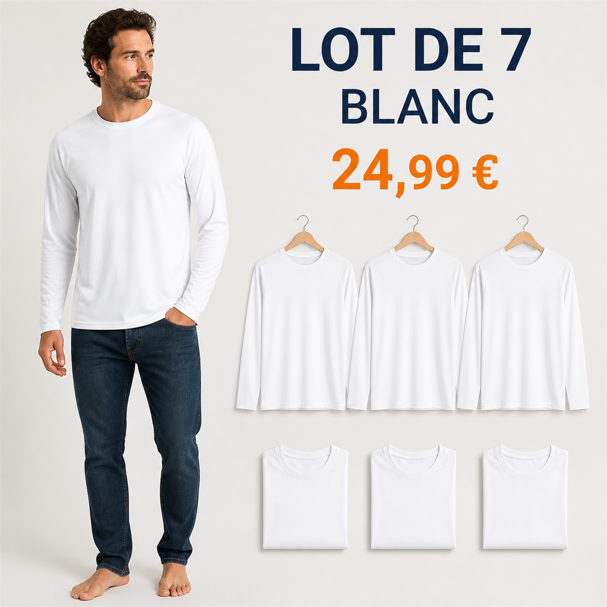 Offre en lot - Haut raglan à manches longues homme