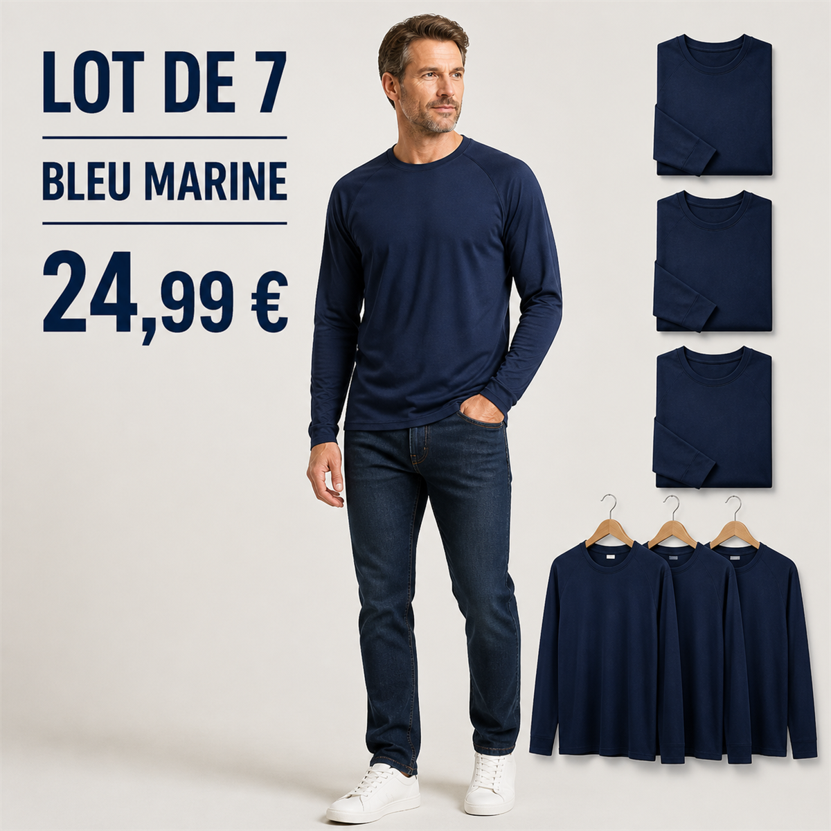 Offre en lot - Haut raglan à manches longues homme