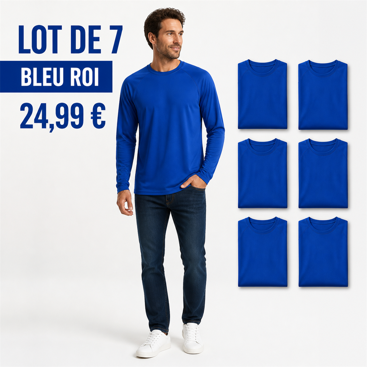Offre en lot - Haut raglan à manches longues homme