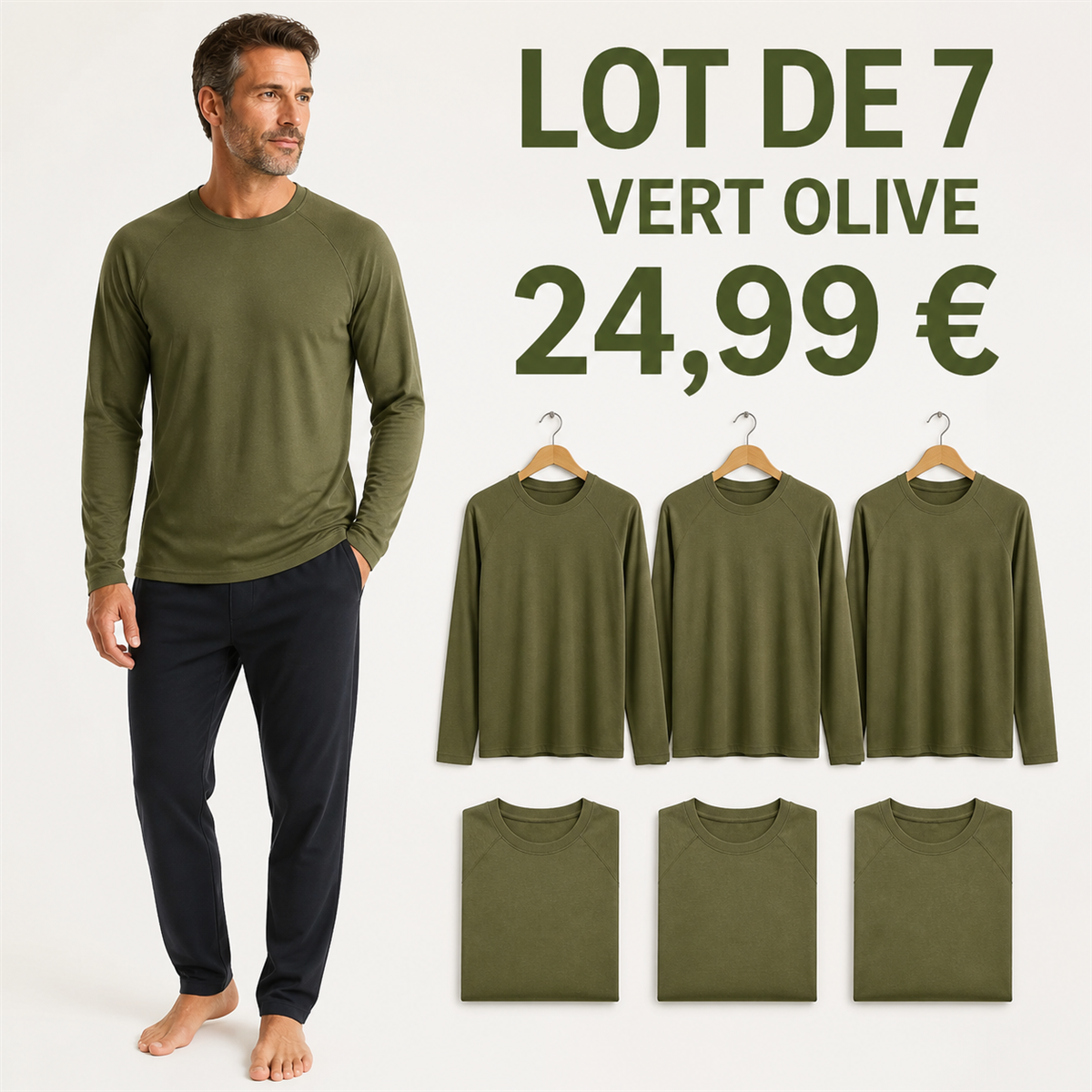 Offre en lot - Haut raglan à manches longues homme