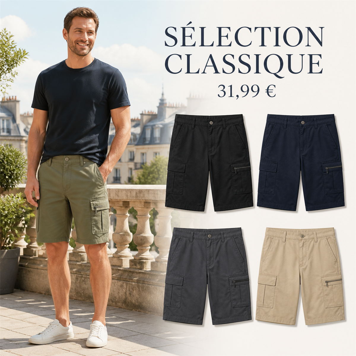 Offre en lot - Short cargo décontracté homme
