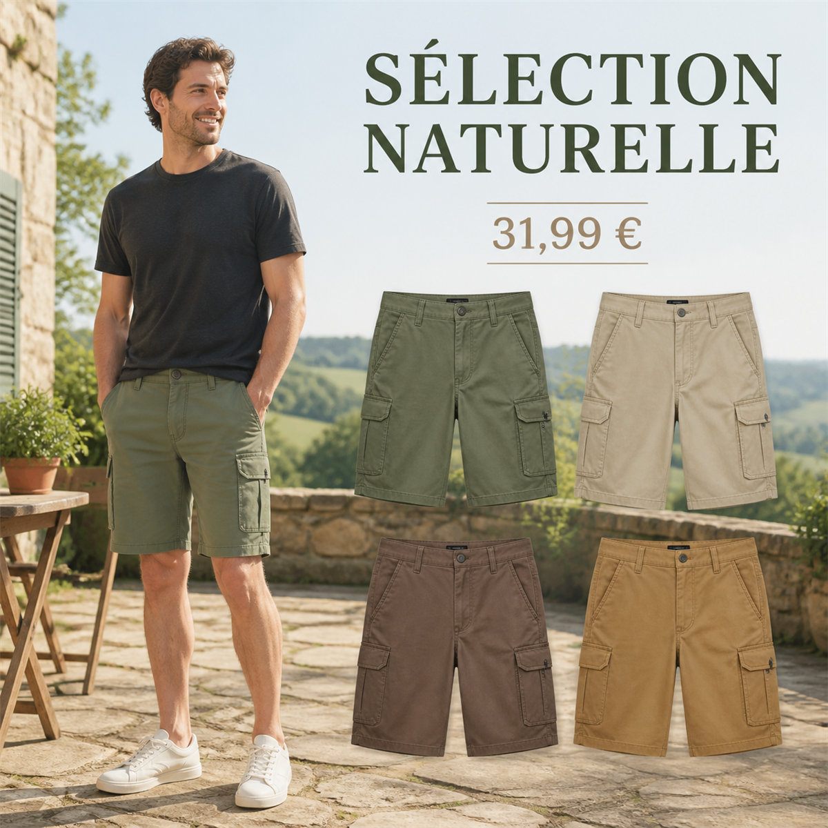Offre en lot - Short cargo décontracté homme