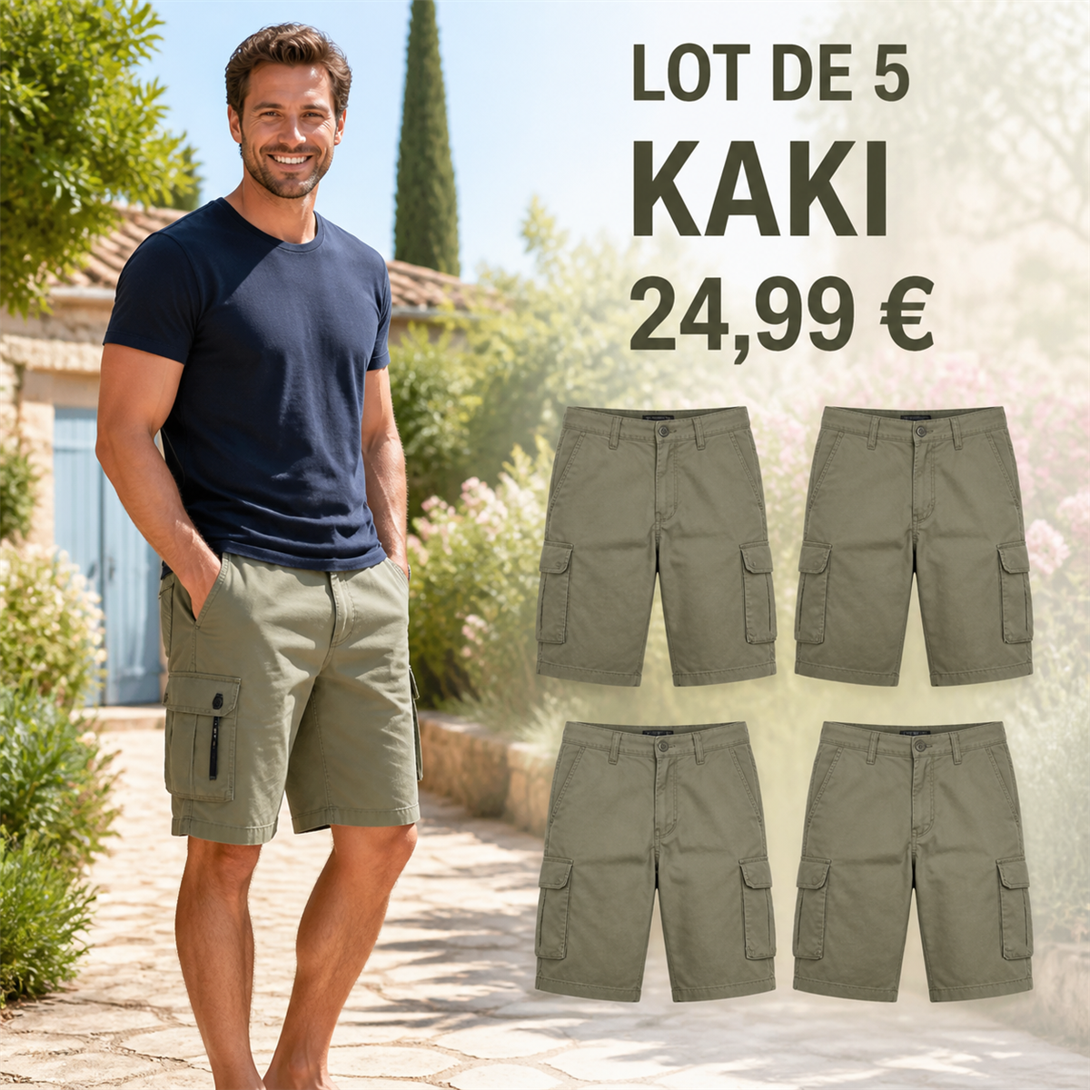 Offre en lot - Short cargo décontracté homme