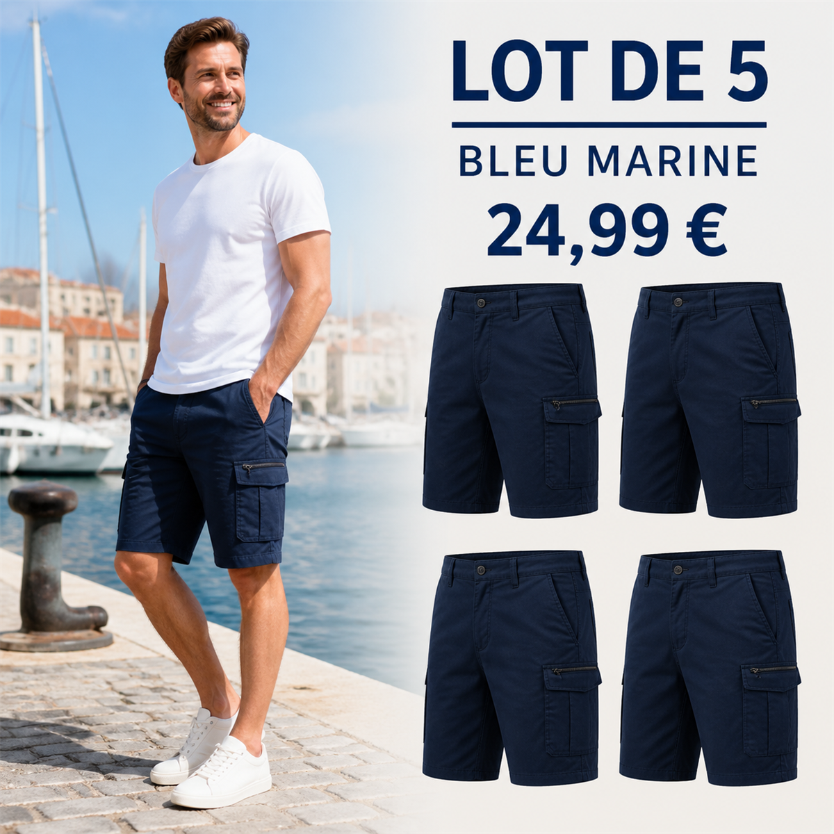 Offre en lot - Short cargo décontracté homme