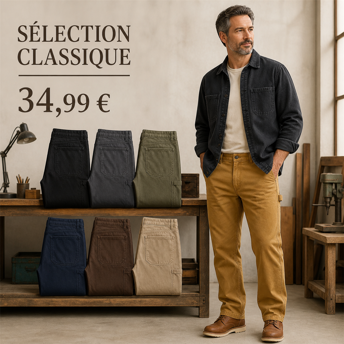Offre en lot - Pantalon de travail droit homme