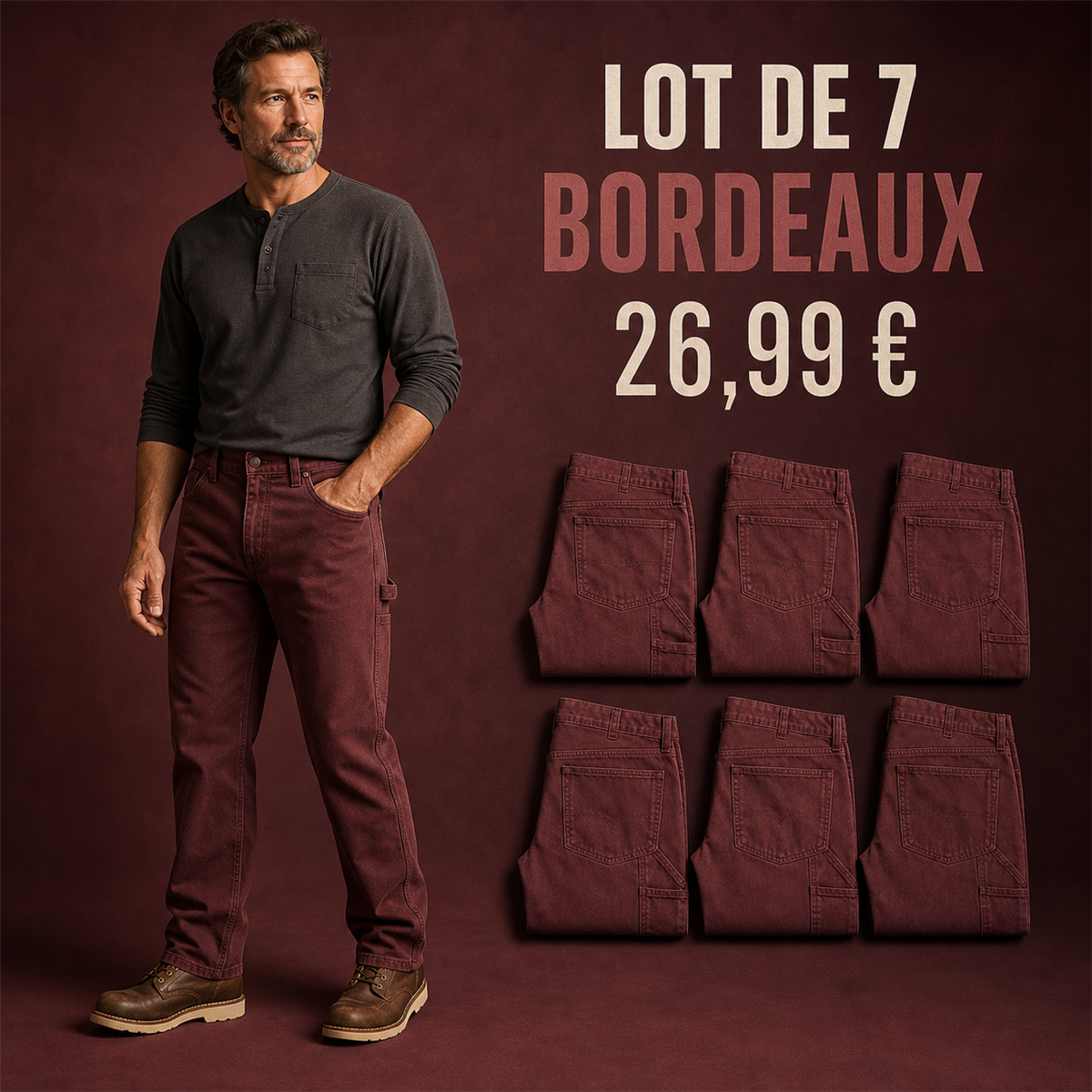 Offre en lot - Pantalon de travail droit homme