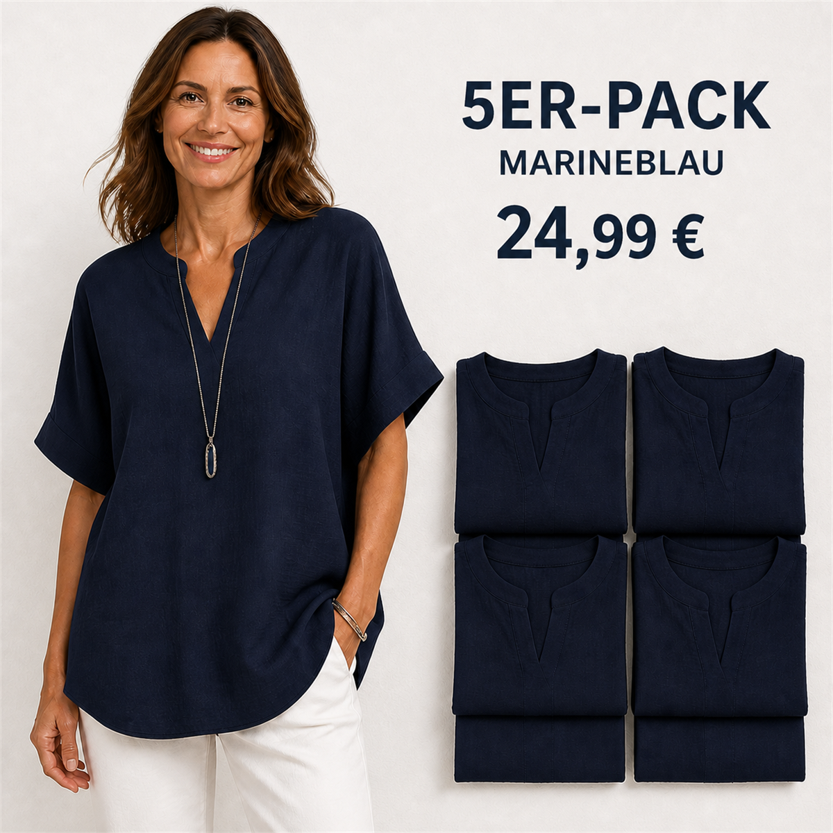 5er-Pack marineblaue Damenoberteile