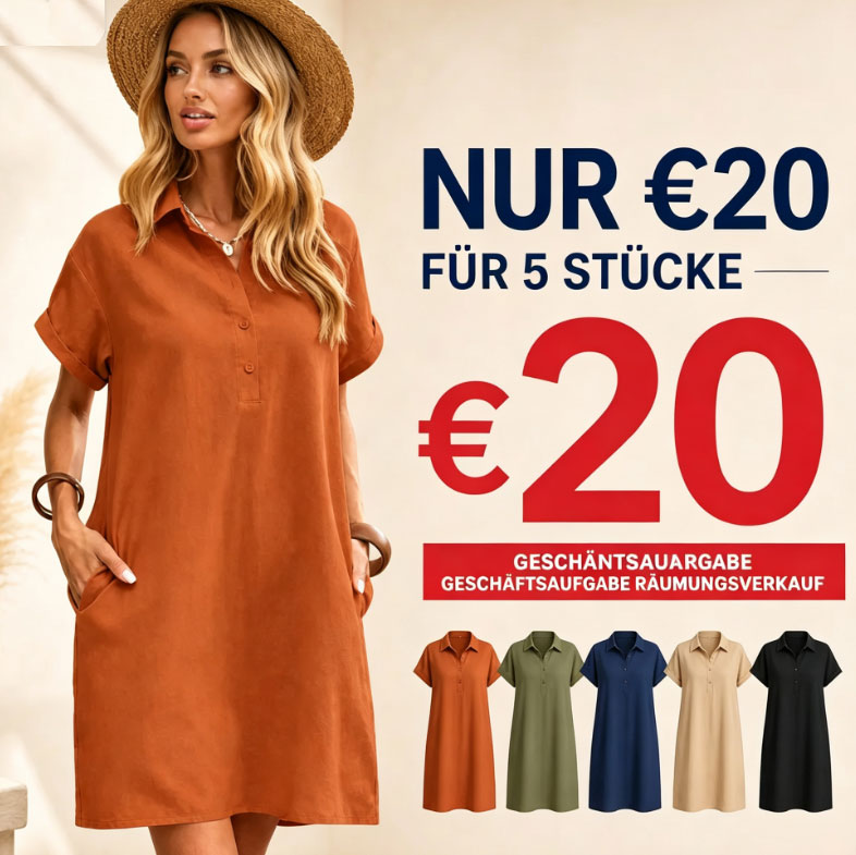 Ladenschluss-Raeumungsverkauf | 10er Pack fuer €28 | Damen Kurzarm-Hemdblusenkleid mit Taschen